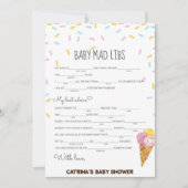 アイスクリームスプリンクル赤ちゃんシャワー – 編集可能な名前， 5x7 招待状 (正面)