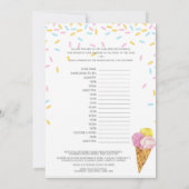 アイスクリームスプリンクル赤ちゃんシャワー – 編集可能な名前， 5x7 招待状 (裏面)