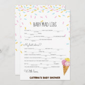 アイスクリームスプリンクル赤ちゃんシャワー – 編集可能な名前， 5x7 招待状 (正面/裏面)