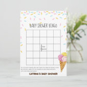 アイスクリームスプリンクル赤ちゃんシャワー – 編集可能な名前， 5x7 招待状 (スタンド正面)