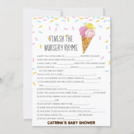 アイスクリームスプリンクル赤ちゃんシャワー – 編集可能な名前， 5x7 招待状