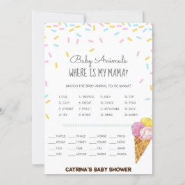 アイスクリームスプリンクル赤ちゃんシャワー – 編集可能な名前， 5x7 招待状