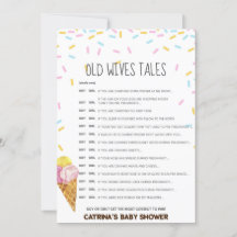 アイスクリームスプリンクル赤ちゃんシャワー – 編集可能な名前， 5x7