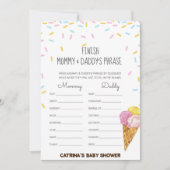 アイスクリームスプリンクル赤ちゃんシャワー – 編集可能な名前， 5x7 招待状 (正面)