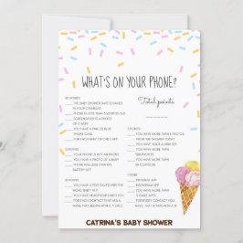 アイスクリームスプリンクル赤ちゃんシャワー – 編集可能な名前， 5x7 招待状