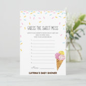 アイスクリームスプリンクル赤ちゃんシャワー – 編集可能な名前， 5x7 招待状 (スタンド正面)