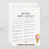 アイスクリームスプリンクル赤ちゃんシャワー – 編集可能な名前， 5x7 招待状 (正面/裏面)