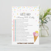 アイスクリームスプリンクル赤ちゃんシャワー – 編集可能な名前， 5x7 招待状 (スタンド正面)