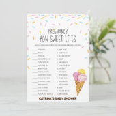 アイスクリームスプリンクル赤ちゃんシャワー – 編集可能な名前， 5x7 招待状 (スタンド正面)