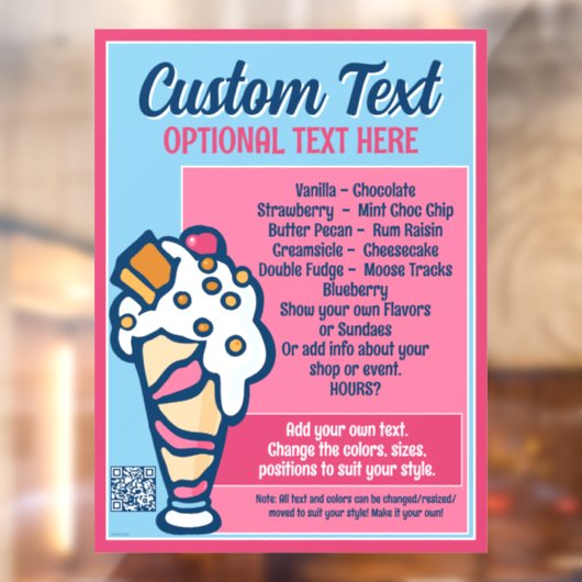 アイスクリームスペシャルフレーバーのメニュー ウィンドウサイン (シート2)