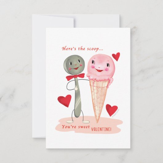 アイスクリームスモール伝統的ヴィンテージバレンタイン 招待状 (正面)