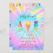 アイスクリームズサマー絞り染めベビーシャワー 招待状 (正面/裏面)
