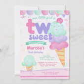 アイスクリームセカンドバースデーパーティの招待状 招待状 (正面)