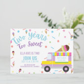 アイスクリームセカンド誕生日ベビーガールボーイ 招待状 (スタンド正面)