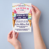 アイスクリームソーシャルイベントピンク&ネイビーPTA PTO チラシ (ハンドル)