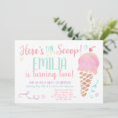 アイスクリームソーシャルウォーターカラー誕生日招待状 招待状 (スタンド正面)