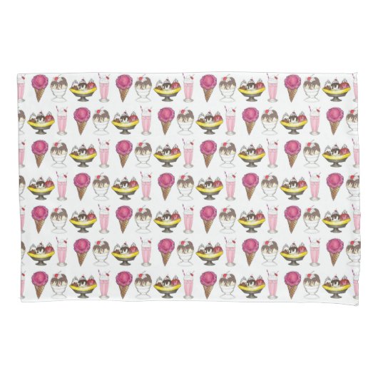 アイスクリームソーシャルサンデミルクシェイバナナスプリット 枕カバー (正面)