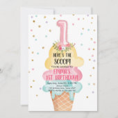 アイスクリームソーシャルスクープ最初の誕生日 招待状 (正面)
