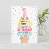 アイスクリームソーシャルスクープ最初の誕生日 招待状 (スタンド正面)