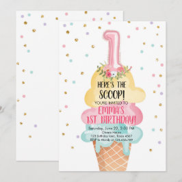 アイスクリームソーシャルスクープ最初の誕生日 招待状