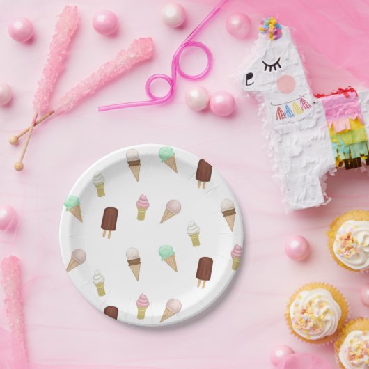 アイスクリームソーシャルバースデーパーティアイスクリームコーン ペーパープレート (パーティー)