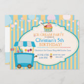 アイスクリームソーシャルバースデーパーティーボーイ招待状 招待状 (正面/裏面)