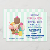 アイスクリームソーシャルバースデーパーティー招待状 招待状 (正面/裏面)