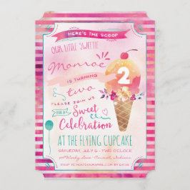 アイスクリームソーシャルバースデーパーティ招待状 招待状
