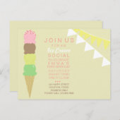 アイスクリームソーシャルパーティの招待状 インビテーションポストカード (正面/裏面)