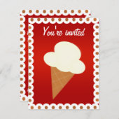 アイスクリームソーシャルパーティの招待状 招待状 (正面/裏面)
