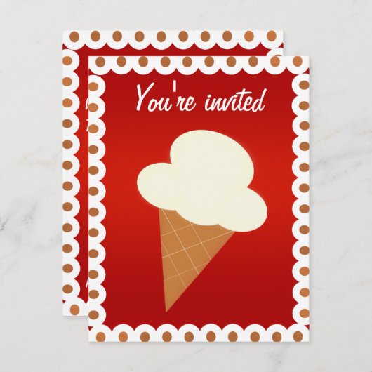 アイスクリームソーシャルパーティの招待状 招待状 (正面/裏面)