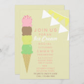 アイスクリームソーシャルパーティの招待状 招待状 (正面/裏面)