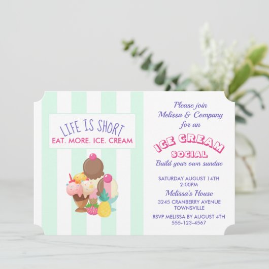 アイスクリームソーシャルパーティーイベント招待状 招待状 (スタンド正面)