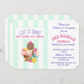 アイスクリームソーシャルパーティーイベント招待状 招待状 (正面/裏面)
