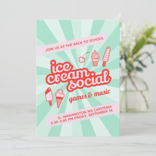 アイスクリームソーシャルパーティーチラシ 招待状 (スタンド正面)