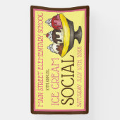 アイスクリームソーシャルパーティーデザートバナナスプリットサンデ 横断幕 (縦)