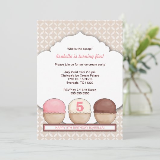 アイスクリームソーシャルパーティー招待状(年齢別) 招待状 (スタンド正面)