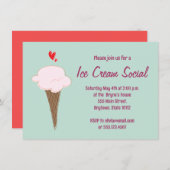 アイスクリームソーシャルパーティー 招待状 (正面/裏面)