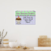 アイスクリームソーシャルパープル/グリーンストライプサンデ ポスター (キッチン)