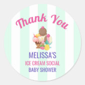 アイスクリームソーシャルベビーシャワーイベントありがとう ラウンドシール (正面)