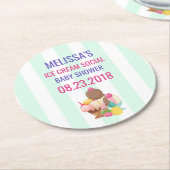 アイスクリームソーシャルベビーシャワーイベント ラウンドペーパーコースター (アングル)
