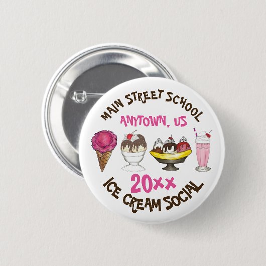 アイスクリームソーシャル好意バナナスプリットサンデーコーン 缶バッジ (正面&裏面)