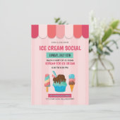 アイスクリームソーシャル招待状チラシ 招待状 (スタンド正面)