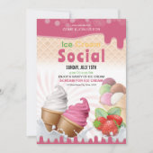 アイスクリームソーシャル招待状フライヤーテンプレート 招待状 (正面)