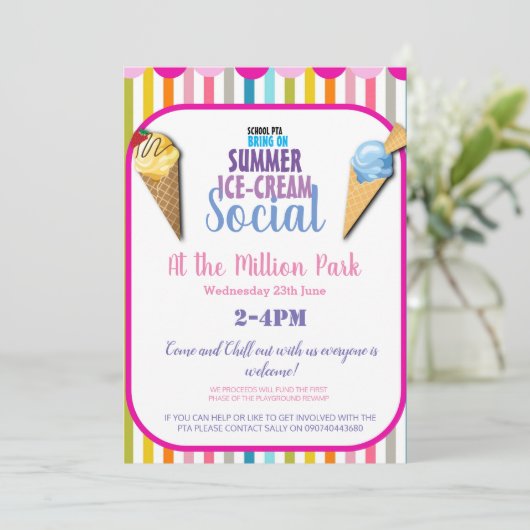 アイスクリームソーシャル招待状又はチラシ 招待状 (スタンド正面)
