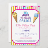 アイスクリームソーシャル招待状又はチラシ 招待状 (正面/裏面)