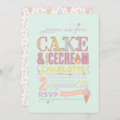 アイスクリームソーシャル誕生日パーティー招待招待状 招待状 (正面/裏面)