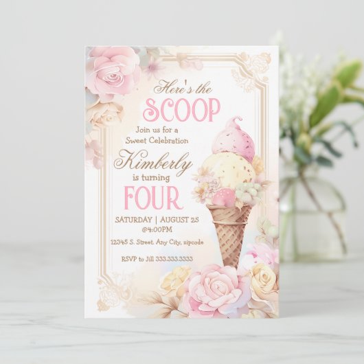 アイスクリームソーシャル、ヴィンテージアイスクリーム誕生日 招待状 (スタンド正面)