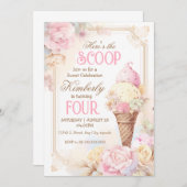 アイスクリームソーシャル、ヴィンテージアイスクリーム誕生日 招待状 (正面/裏面)