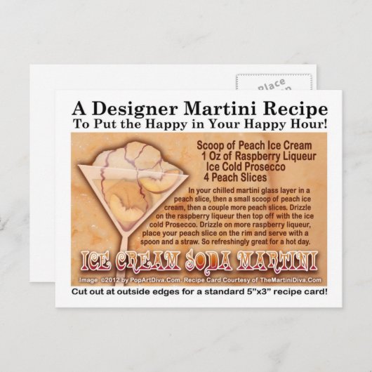 アイスクリームソーダマルティーニレシピはがき ポストカード (正面/裏面)